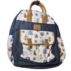 Disney Winnie the Pooh Diaper Bag Backpack Blue White Excellent Classic Pooh